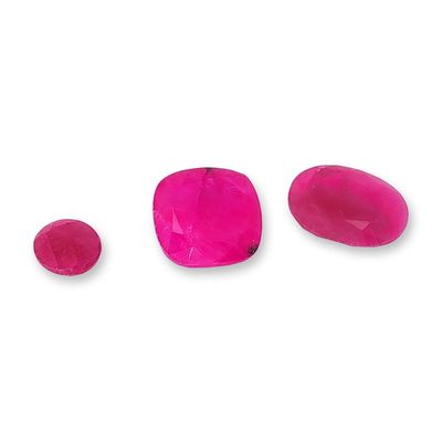 Trio of Loose Purplish-Red Rubies
