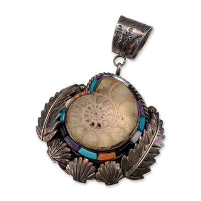 Freddy Maloney Navajo Sterling Silver Ammonite Pendant