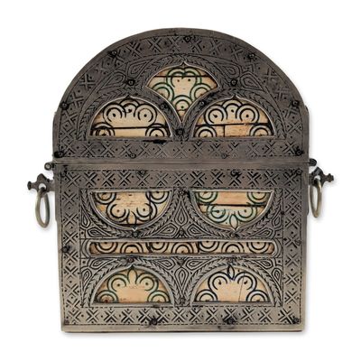 Moroccan Metal and Bone Inlaid Quran Case