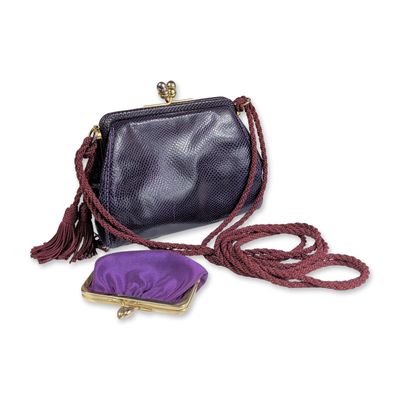Judith Leiber Purple Karung Lizard Shoulder Bag