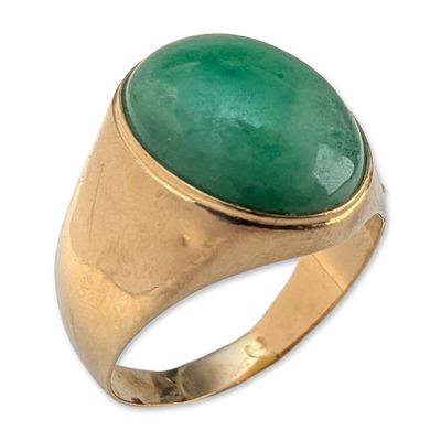 18K Gold and Jade Signet Ring