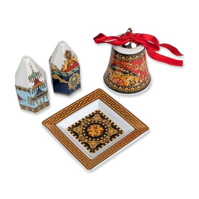 Set of Four Rosenthal Versace Porcelain Collection - Dish, Shakers & Bell