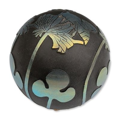 Vandermark Doug Merritt Art Glass Etched Sphere Paperweight
