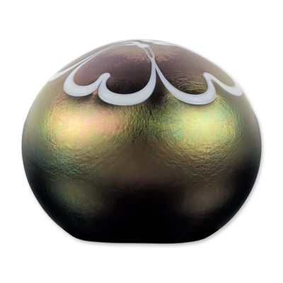 Terry Crider 1981 Iridescent Art Glass Paperweight, Signed