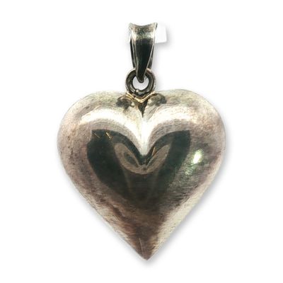 Vintage Sterling Silver Puffed Heart Pendant