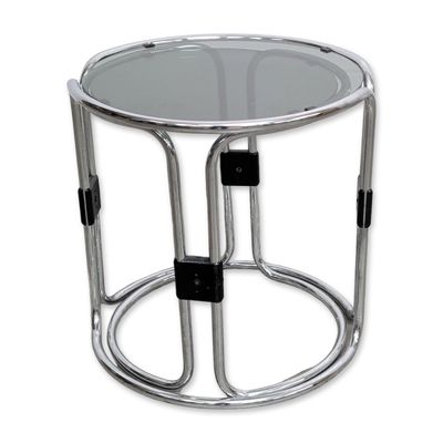 Stacked Mid-Century Modern Chrome and Glass Side Tables