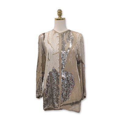 Halston Vintage Beaded Silk Sequin Cardigan