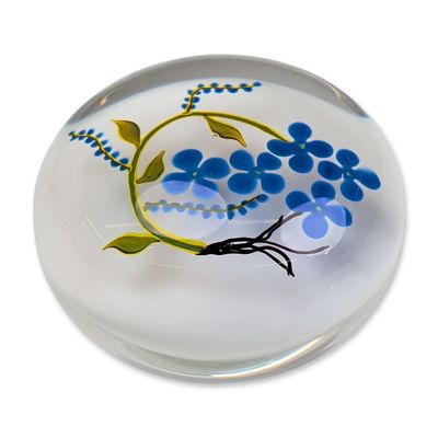 Paul J. Stankard 1975 Forget-Me-Not Glass Paperweight