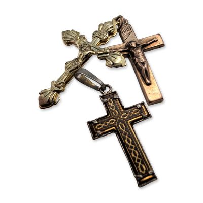 3pc Mixed Metal Devotional Pendants