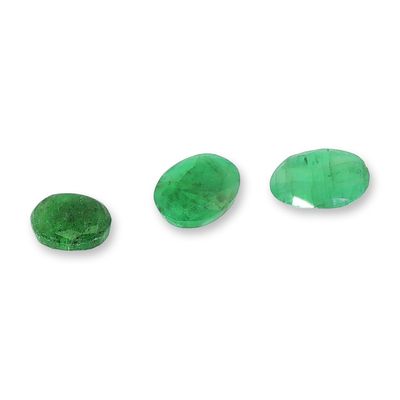 Trio of Oval Cut Loose Emeralds