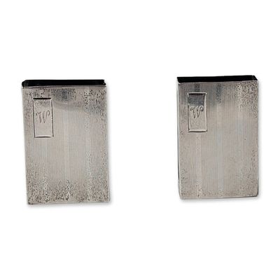 2pc Webster Sterling Silver Engine Turned Matchbox Sleeves