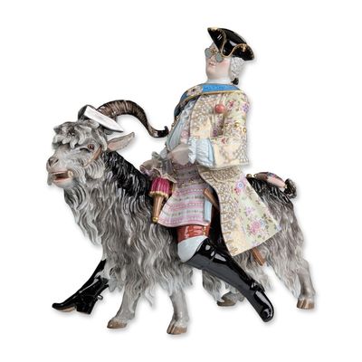 Meissen Attributed to J.J. Kaendler Porcelain Sculpture, Tailor On Billy Goat