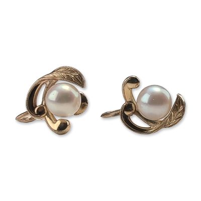 Pair of Mikimoto14K Gold Pearl Earrings