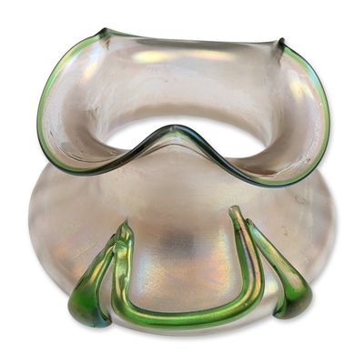 Loetz Inspired Art Nouveau Cuspidor Glass Vase