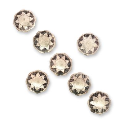 7pc Sterling Silver Western Button Covers