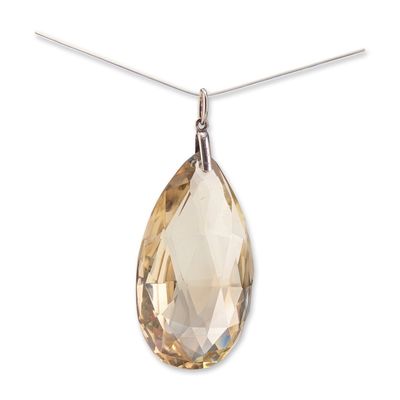 Large Citrine Briolette Sterling Silver Pendant