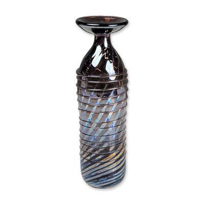 Robert Coleman Iridescent Art Glass Cylinder Vase, Signed