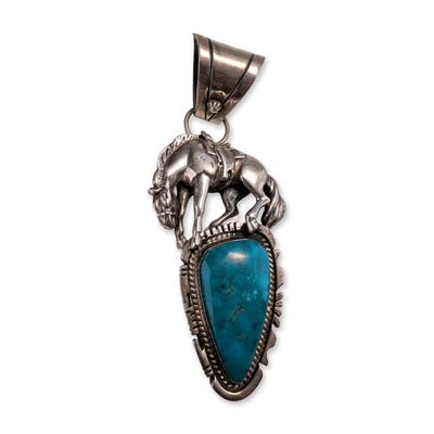 Jon McCray Navajo Sterling Silver Turquoise Horse Pendant