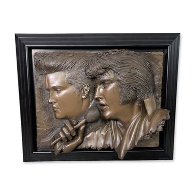 Bill Mack (American, b. 1944), High-Relief Bonded Bronze Wall Sculpture, Elvis, Signed