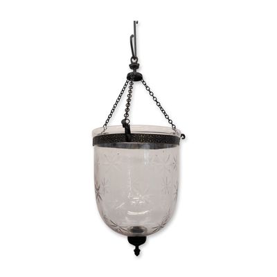 Anglo-Indian Influenced Etched Glass Bell Jar Lantern