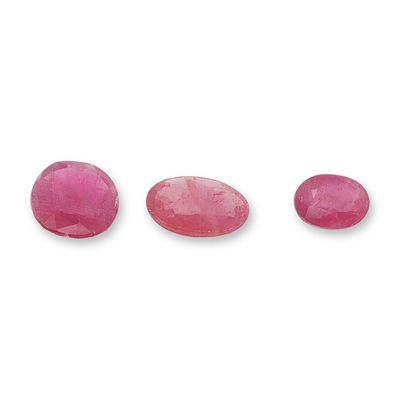 Three Oval Cut Purplish Red Loose Rubies