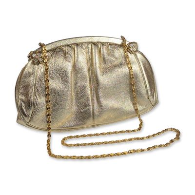 Judith Leiber Metallic Gold Leather Clutch