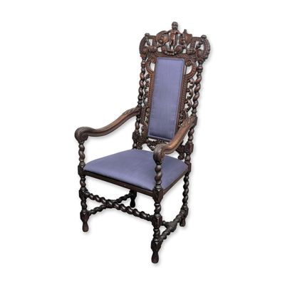 Renaissance Revival Carved Hardwood Throne Armchair