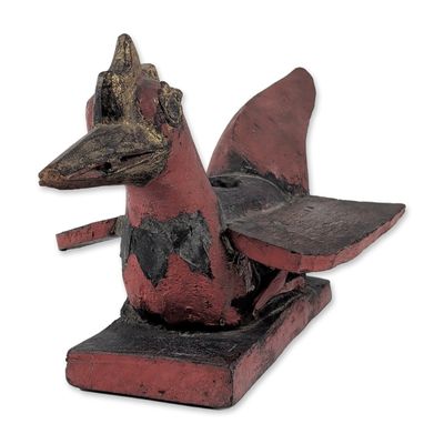Antique Polychrome Wood Folk Art Bird Architectural Sculpture