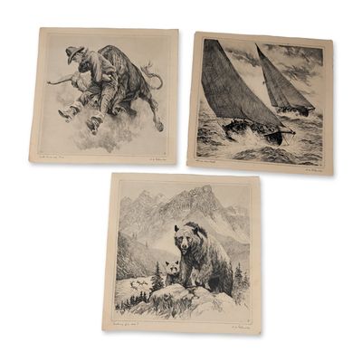 3pc Vintage Reinhold H. Palenske of Western Art Lithographs