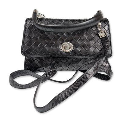 Bottega Veneta Black Intrecciato Leather Handbag
