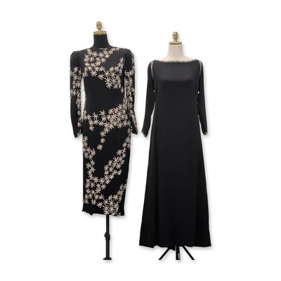 Two Black Embellished Evening Gowns