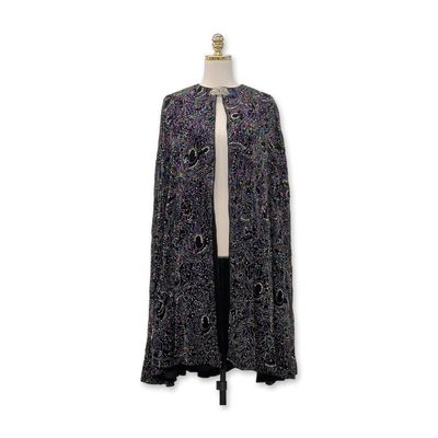 Ralph Lauren USA Beaded Black Velvet Evening Cape