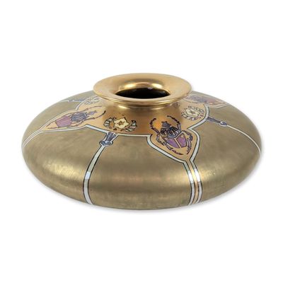 Art Nouveau Vienna Austria Gilt Porcelain Scarab Vase, Signed