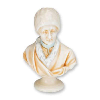 Wedgwood Small Polychrome Glazed Earthenware Bust of Jean-Jacques Rousseau