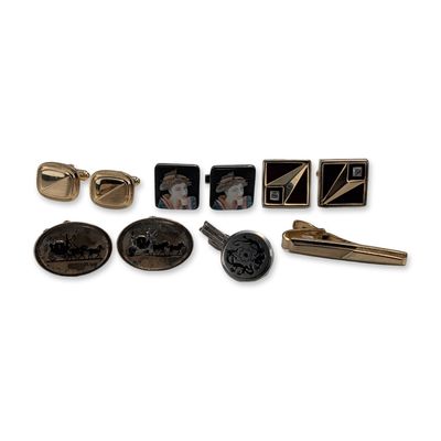 10pc Collection of Vintage Men's Cufflinks and Tie Clips