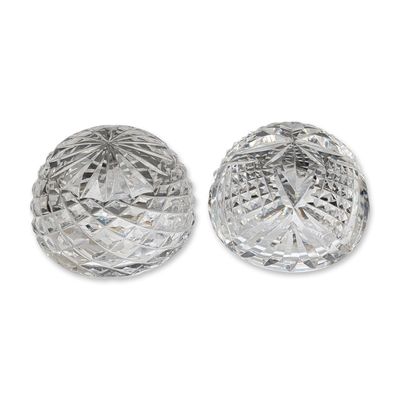 Pair of Waterford Cut Crystal Hollow Dome Paperweights