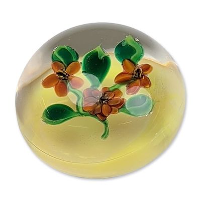 Miniature Floral Art Glass Paperweight