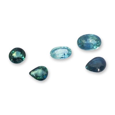 Group of Five Peacock Blue Loose Sapphires