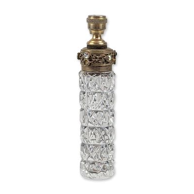 Czechoslovakian Cut Glass Jeweled Miniature Scent Bottle