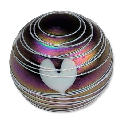 Terry Crider 1981 Miniature Iridescent Art Glass Paperweight
