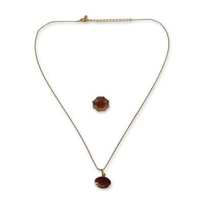 2pc Ryujukai Gold-Tone Necklace and Lapel Pin