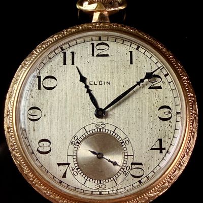 Sale Photo Thumbnail #121: Elgin 10K Gold Filled 15 Jewel Open Face Pocket Watch Size 12s