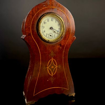 Sale Photo Thumbnail #46: Sessions Clock Co. Miniature Inlaid Wood Beehive Mantel Clock
