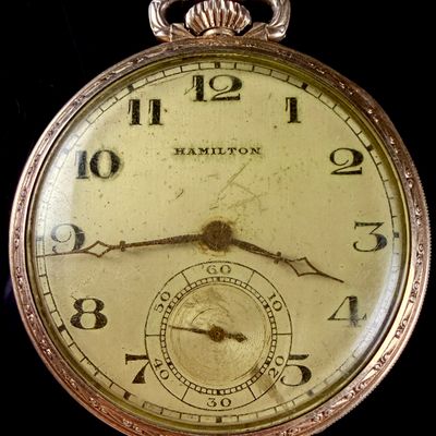 Sale Photo Thumbnail #84: Hamilton Grade 912 17 Jewel 14K Gold Filled Pocket Watch