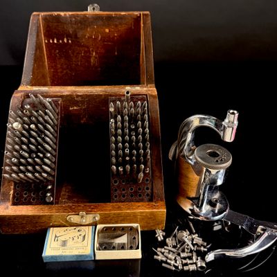Sale Photo Thumbnail #66: A C. & E. Marshall Co. Vintage Watchmaker Staking Tool Set in Wooden Case