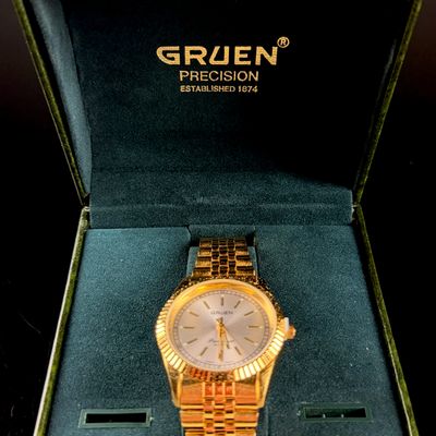 Sale Photo Thumbnail #56: Gruen Precision Gold-Tone Quartz Wristwatch with Box and Papers