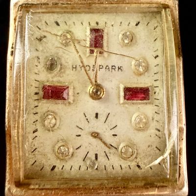 Sale Photo Thumbnail #163: Hyde Park Vintage Manual Wind Tank Style Wristwatch Head with Jeweled Dial