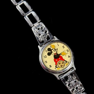 Sale Photo Thumbnail #67: Vintage Ingersoll Mickey Mouse Manual Wind Wristwatch with Character Link Bracelet