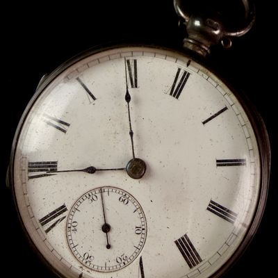 Sale Photo Thumbnail #146: Victorian Sterling Silver Key-Wind Open-Face Pocket Watch Birmingham 1894
