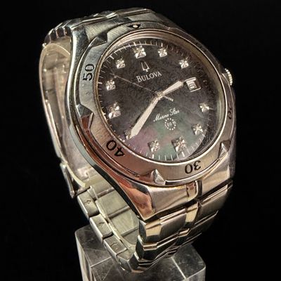 Sale Photo Thumbnail #159: Bulova Marine Star Stainless Steel Diamond Accent Wristwatch C837315